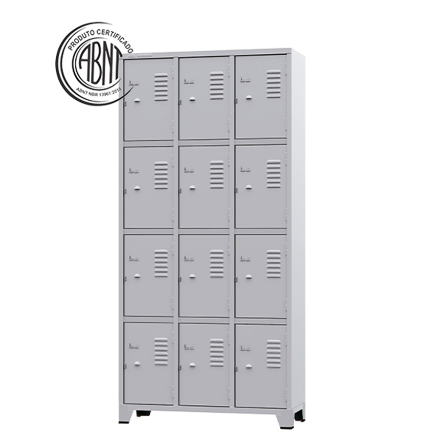 Roupeiro de Aço Cinza 12 Portas Pés em Aço – 3203