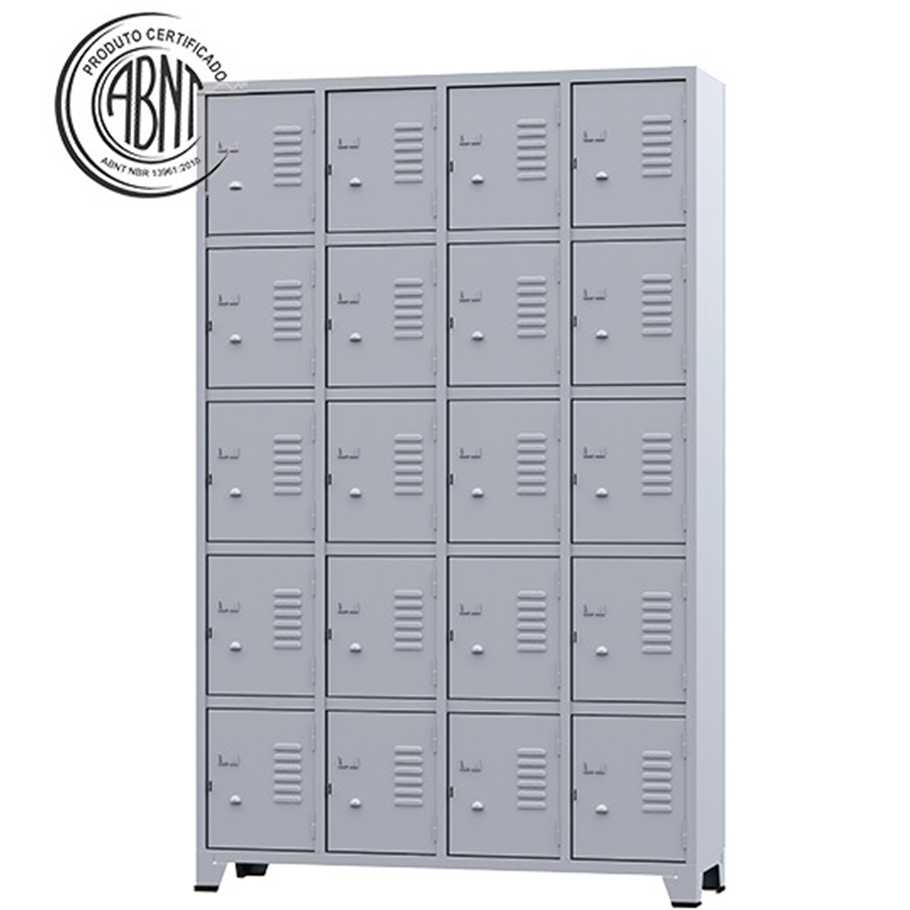 Roupeiro de Aço Cinza com 20 Portas Pés em Aço – 3205