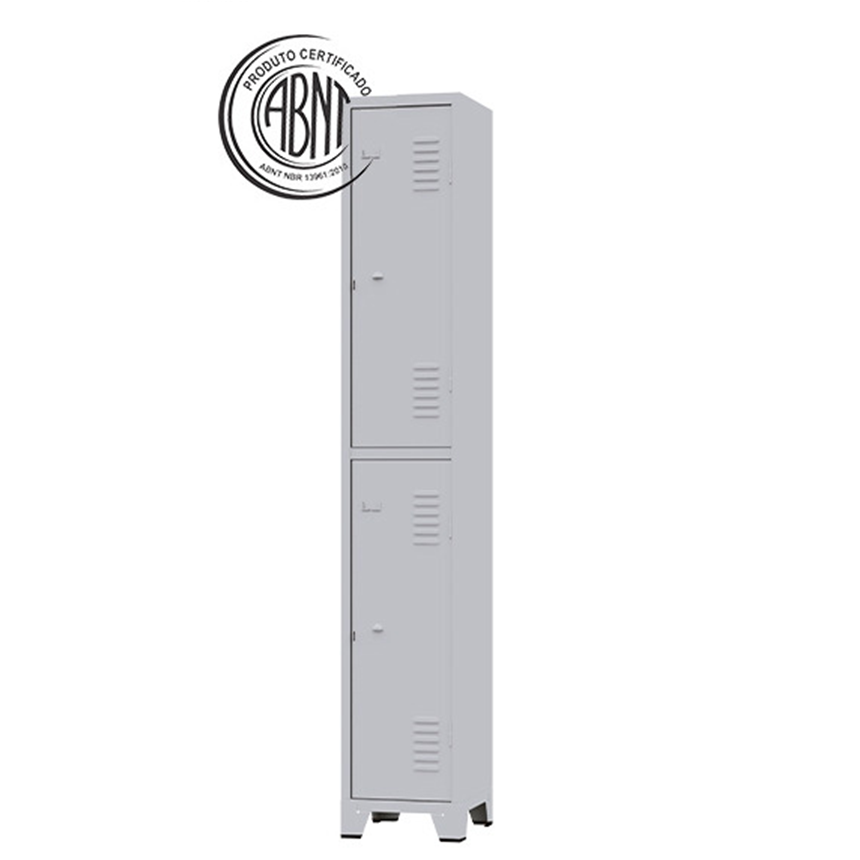 Roupeiro de Aço Cinza com 02 Portas Grandes Pés em Aço -3206