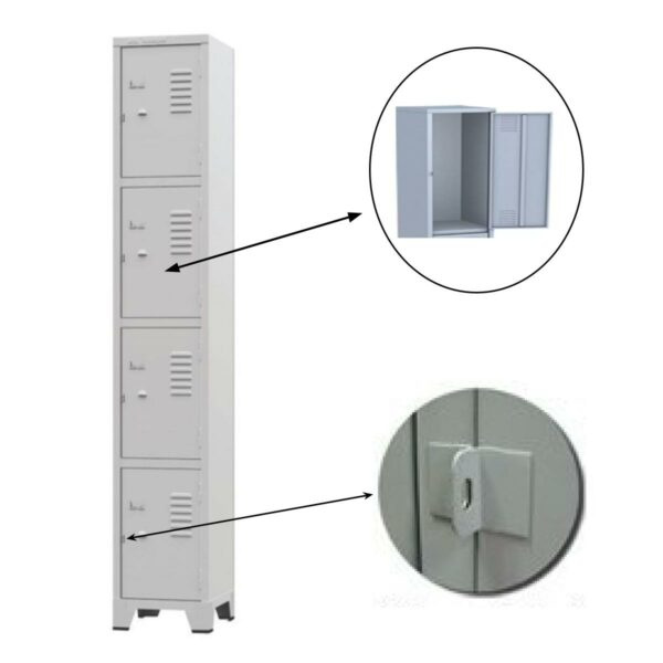 Roupeiro de Aço Cinza com 04 Portas Pés em Aço –3201 - Imagem 3