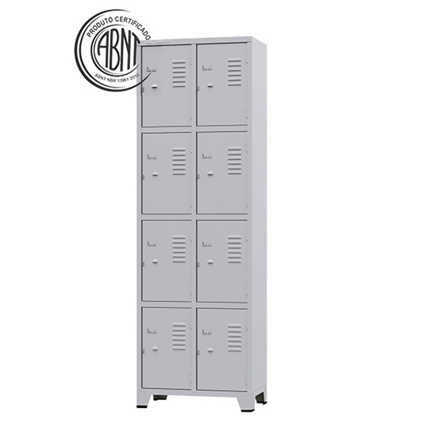 Roupeiro de Aço Cinza 08 Portas Pés em Aço - 3202
