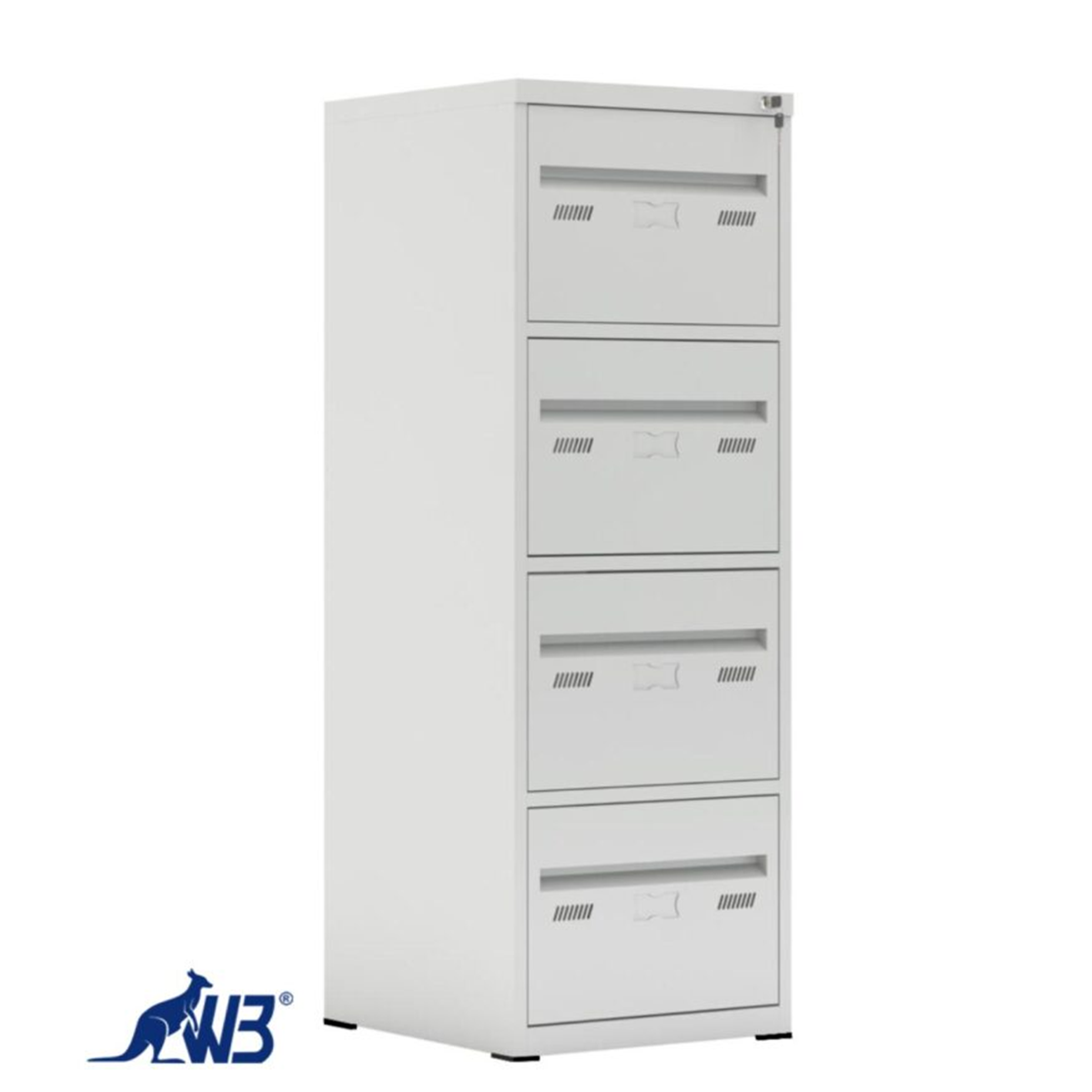 Arquivo de Aço 04 Gavetas – CHAPA # 26- S/ TRILHO TELESCOPIO – (50cm) – 1,33×0,47×0,50m – W3 – Cinza - 3305