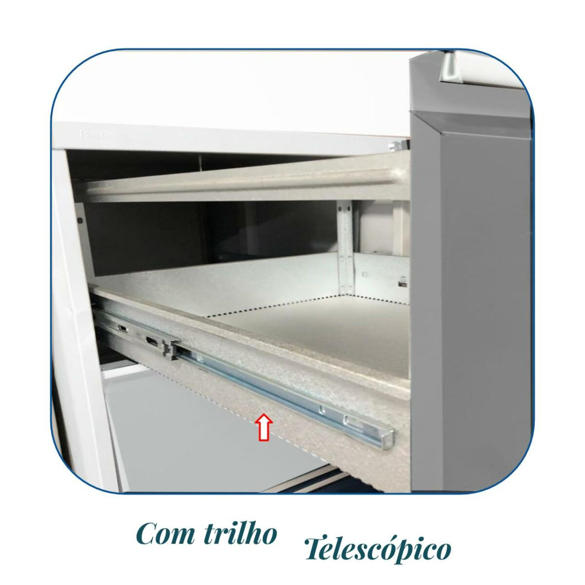 Arquivo de Aço 04 Gavetas com Trilho Telescópico 57cm – Chapa 26 – 1,36×0,47×0,57m – CINZA – PANDIN - 3304 - Imagem 2