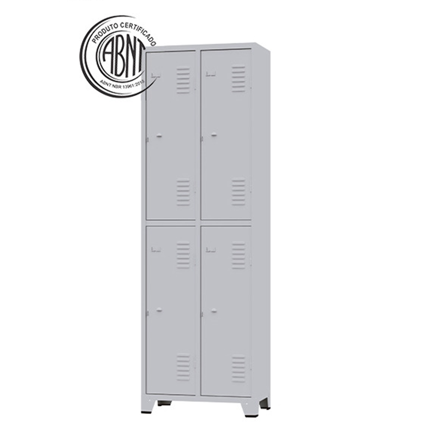 Roupeiro de Aço Cinza com 04 Portas Grandes Pés em Aço - 3207