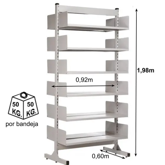 Estante Biblioteca Centro 12 Bandejas – 1,98×0,92×0,55m – 3013 - Imagem 2