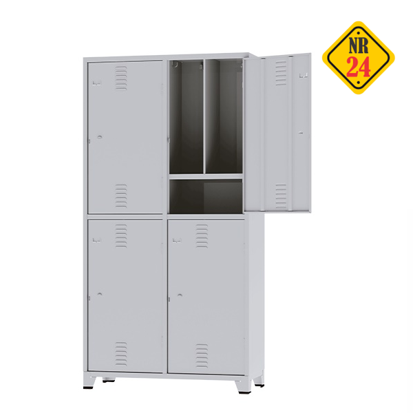 Roupeiro de Aço Reforçado pés de metal INSALUBRE com 04 Portas – 1,96×1,00×0,41m -3215