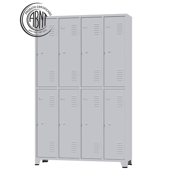 Roupeiro de aço cinza 08 portas grandes Pés em Aço - 3209
